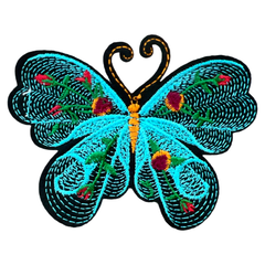 Schmetterling-Emblem-Aufnäher zum Aufbügeln, künstlerisches Blau