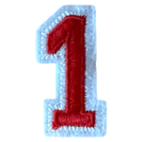 Cijfer Nummer 1 Wit Rood Strijk Patch Embleem