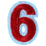 Cijfer Nummer 6 Wit Rood Strijk Patch Embleem