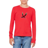 Chili Peper Strijk Embleem Patch op een rood t-shirt