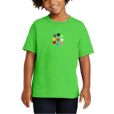 Hartje Strijk Embleem Patch Applicatie Small alle andere kleur varianten  op een groen t-shirt