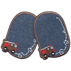 Ellenbogen-Knie-Aufnäher zum Aufbügeln, Patch-Set, Feuerwehrauto, Denim