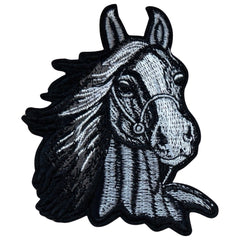 Pony Pferd Pferde Emblem Aufnäher zum Aufbügeln Schwarz Weiß