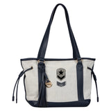 Military Strass Rang Strijk Embleem Patch samen met een andere strass military rang embleem op een canvas tas