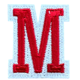 Alfabet Letter M Embleem Strijk Patch Rood Wit