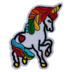 Einhorn-Emblem-Aufnäher zum Aufbügeln, rotes Herz