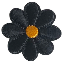 Gänseblümchen-Emblem-Aufnäher zum Aufbügeln, Schwarz