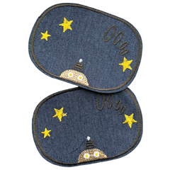 Knie-Ellenbogen-Aufnäher zum Aufbügeln, UFO-Sterne-Patch-Set, Denim