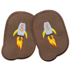 Knie-/Ellenbogen-Aufbügelflicken-Set, Raketenbraun