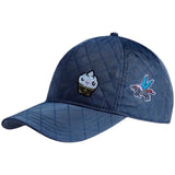 IJsje IJsco paillette Strijk Embleem Patch samen met een eenhoorn patch op en blauwe cap