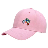 Flower Power Bloemen Paillette Op Naai Patch op een roze cap