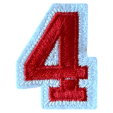 Cijfer Nummer 4 Wit Rood Strijk Patch Embleem
