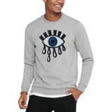 Oog Tranen Paillette XL Strijk Patch Embleem op een grijze sweater