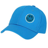 Smiley Strijkpatch Glitter Pailletten Strijkapplicatie op een blauwe cap