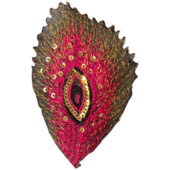 Pfauenfeder-Emblem-Aufnäher zum Aufbügeln, Rosa