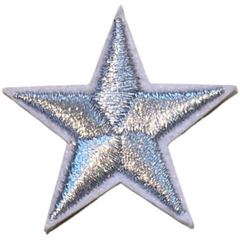 Stern-Sternchen-Emblem-Aufnäher zum Aufbügeln in Silber