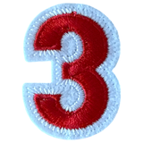 Cijfer Nummer 3 Wit Rood Strijk Patch Embleem