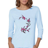 Blüten-Blumen-Zweig-Emblem-Aufnäher zum Aufbügeln, dunkelrosa