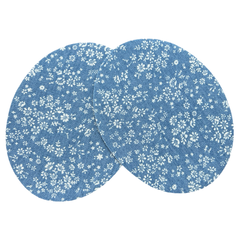 Knie-/Ellenbogen-Aufnäher-Set zum Aufbügeln, Denim-Blumenmotiv, Weiß