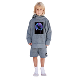 Wolf Sterrenhemel Strijk Applicatie op een grijze hoodie