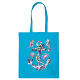 Anker Zeedieren Full Color Strijk Applicatie op een blauw linnen tas