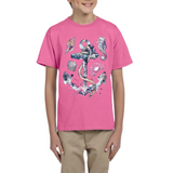 Anker Zeedieren Full Color Strijk Applicatie op een roze t-shirt
