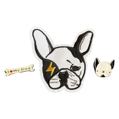 „I Love My Dog“-Aufnäher und Anstecknadel-Set