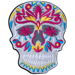 Zuckerschädel verzierter Totenkopf XL-Emblem-Aufnäher zum Aufbügeln