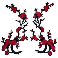 Rote Pflaumenblüten-Emblem-Patch-Set für den linken und rechten Zweig
