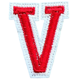 Alfabet Letter V Embleem Strijk Patch Rood Wit