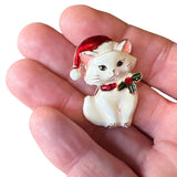 Close-up van de Kerst Poes Broche Sierspeld