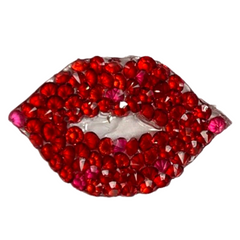 Mund Rote Lippen Strass-Emblem-Aufnäher zum Aufbügeln