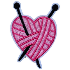 Herz-Herz-Stricknadeln zum Aufbügeln, Emblem-Aufnäher