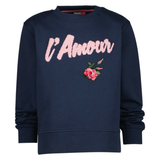 Roos Knoppen Strijk Embleem Patch op een blauwe sweater