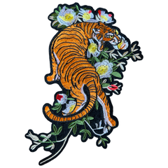 Tiger White Flowers XL Emblem Patch Set 2 Stück L+R