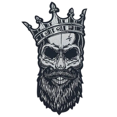 Totenkopf Krone Bart Schnurrbart Biker XL Emblem zum Aufbügeln