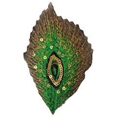 Pfauenfeder-Emblem-Aufnäher zum Aufbügeln, grün