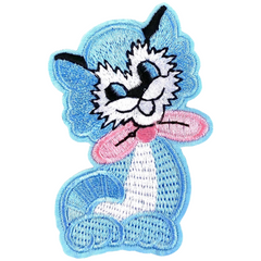 Aufnäher mit Aufnäher „Cat Cat Pussy“, zum Aufbügeln, Emblem, Hellblau