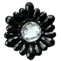 Rosette zum Aufnähen, modisches Teil, Strassperlen, Schwarz