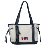 Cijfer Nummer Wit Rood Strijk Patch Embleem op een canvas tas