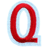 Alfabet Letter Q Embleem Strijk Patch Rood Wit