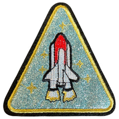 Space Shuttle Glitzer-Emblem-Aufnäher zum Aufbügeln