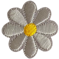 Gänseblümchen-Logo-Aufnäher zum Aufbügeln, Grau
