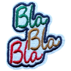 Bla Bla Bla Logo-Aufnäher im Comic-Stil mit Text zum Aufbügeln