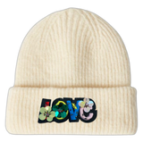 Flower Power Love Paillette Op Naai Fashion Part Patch op een ecru muts