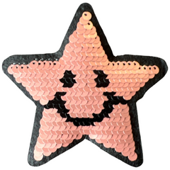 Wendbarer Smiley-Stern-Emblem-Aufnäher mit Pailletten zum Aufbügeln