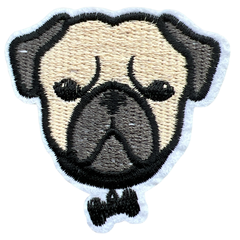 Mops-Hund-Emblem-Aufnäher zum Aufbügeln