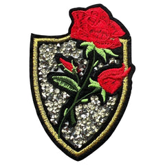 Emblem-Aufnäher mit Rosen-Blumen-Strasssteinen zum Aufbügeln