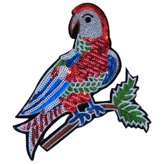 Papagei-Pailletten-Emblem-Aufnäher zum Aufbügeln