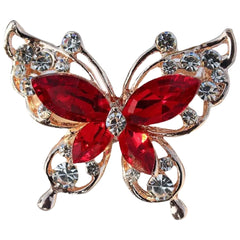 Brosche Dekonadel Strass Schmetterling Rot